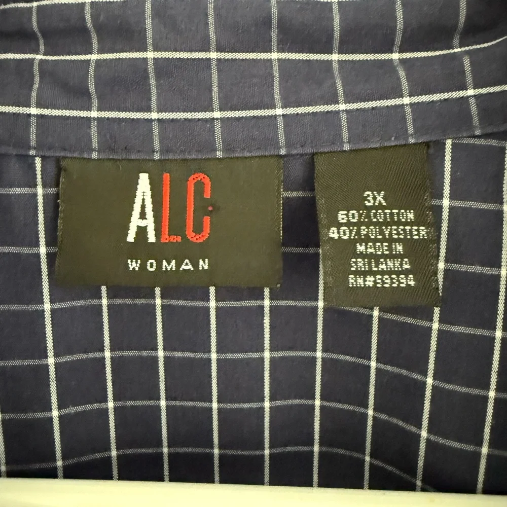 ALC Blue Windowpane Long Sleeve Button Down 3XL
